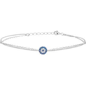 Women's Modern Evil Eye Layered Anklet Bracelet 925 Sterling Silver
